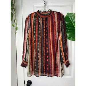 Anthropologie x fig & flower striped mock turtleneck long sleeve top plus sz x3